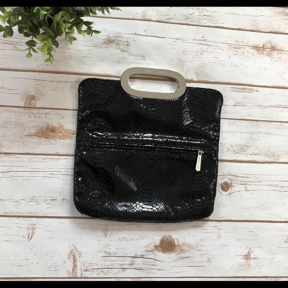 Michael By Michael Kors Black Python Print Clutch - image 6